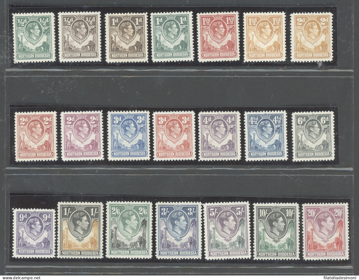 1938-52 Northern Rhodesia, Stanley Gibbons N. 25/45, Serie Di 21 Valori - MNH** - Altri & Non Classificati