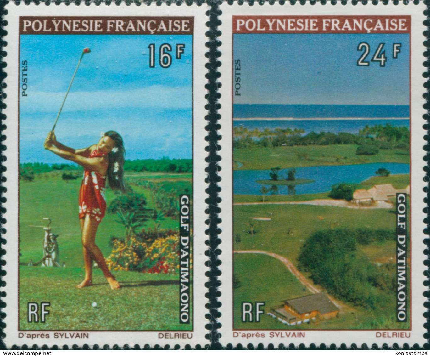 French Polynesia 1974 Sc#275-276,SG177-178 Golf Course Set MLH - Autres & Non Classés