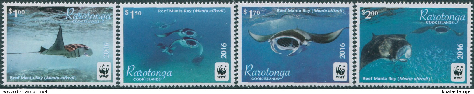 Cook Islands Rarotonga 2016 SG23-25 WWF Reef Manta Ray White Edges Set MNH - Cookeilanden