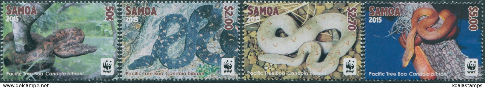 Samoa 2015 SG1321a-1324a WWF Tree Boa Coloured Edges Set MNH - Samoa
