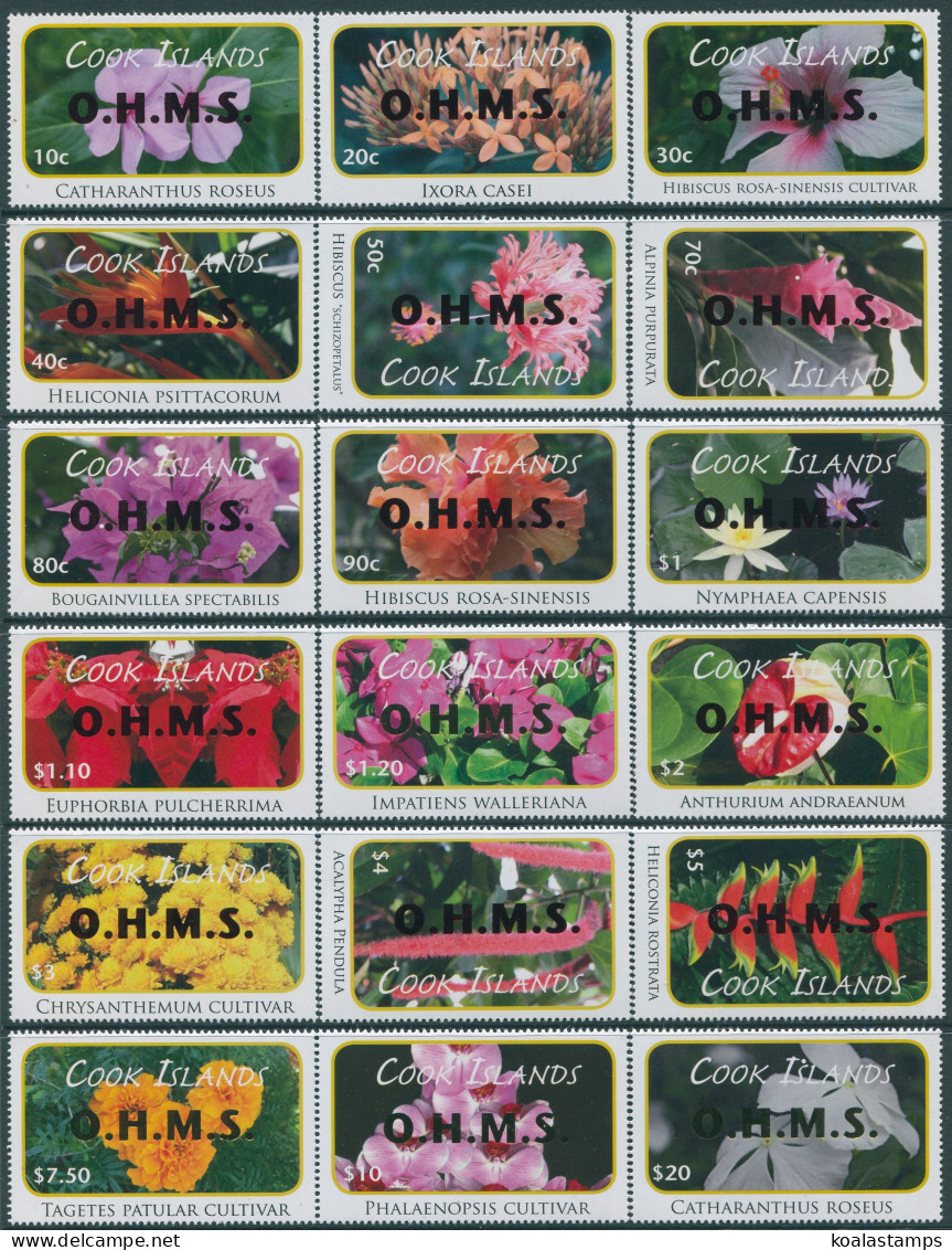 Cook Islands OHMS 2010 SGO70-O87 Flowers Foil Embossing Set (18) MNH - Cookinseln