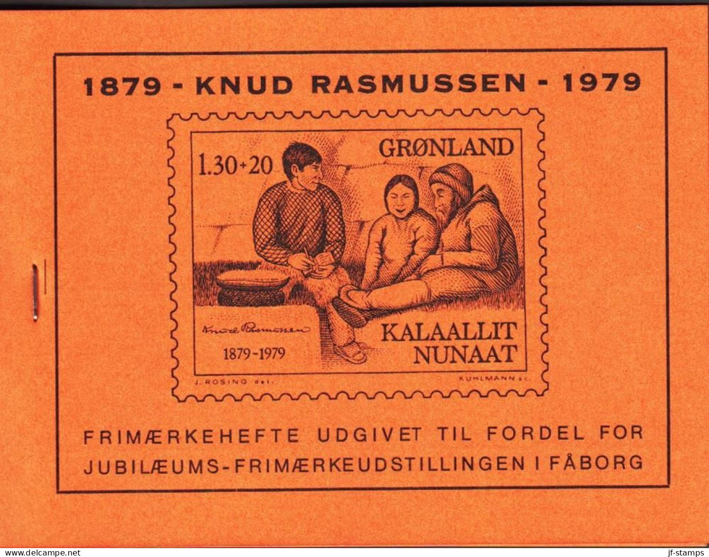1979. GRØNLAND.  Knud Rasmussen 130+20 Øre Red 4-Block. Private Stamp Booklet Produced By A S... (Michel 116) - JF545578 - Neufs