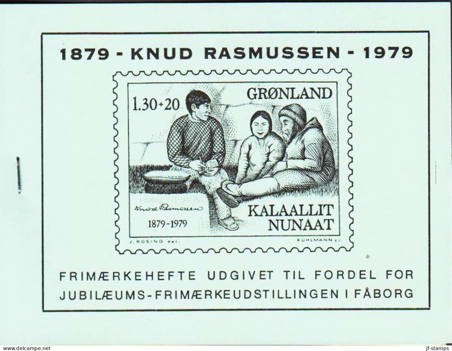 1979. GRØNLAND.  Knud Rasmussen 130+20 Øre Red 4-Block. Private Stamp Booklet Produced By A S... (Michel 116) - JF545579 - Nuevos