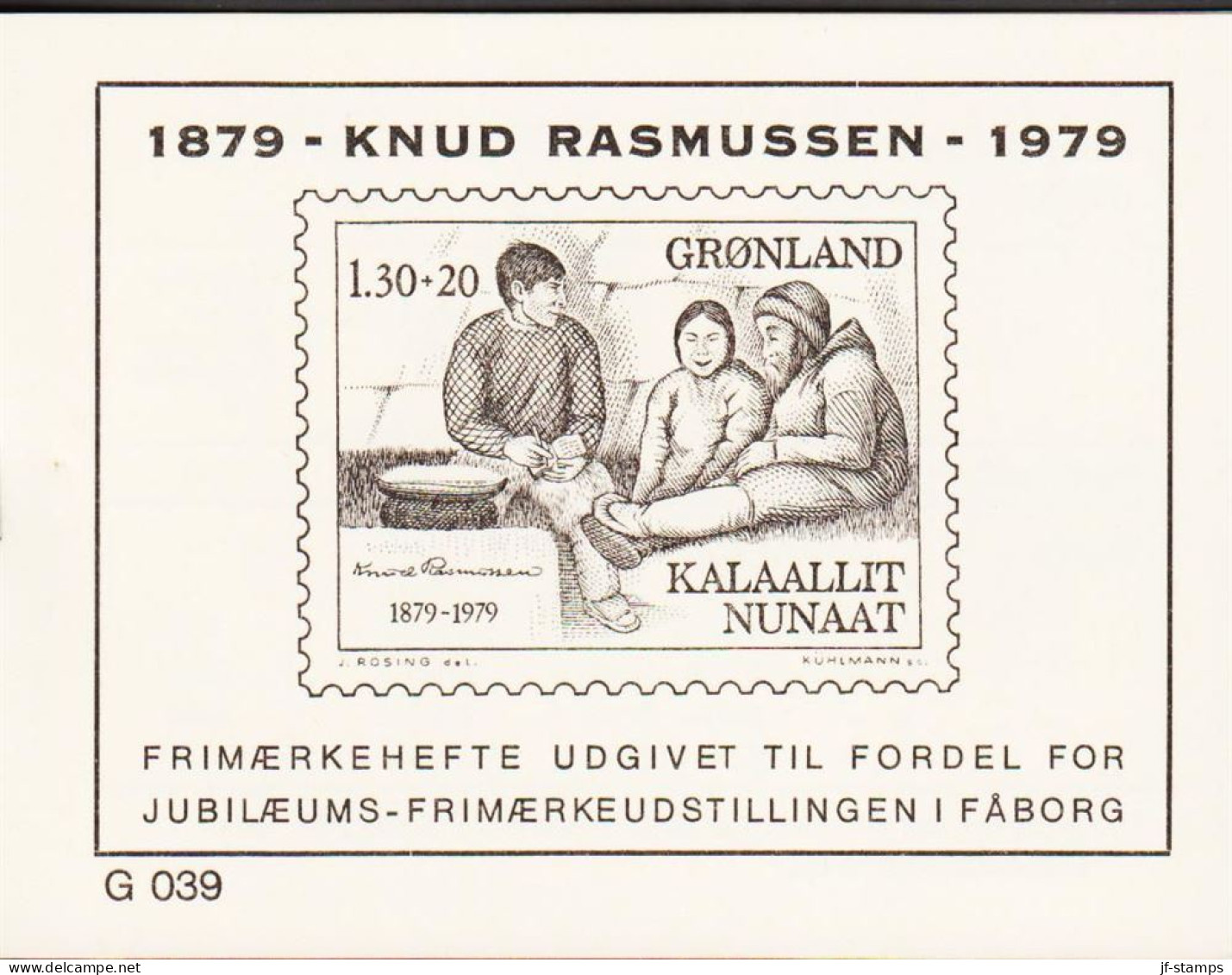 1979. GRØNLAND.  Knud Rasmussen 130+20 Øre Red Lower Margin 4-Block With Number G 039. Privat... (Michel 116) - JF545581 - Unused Stamps