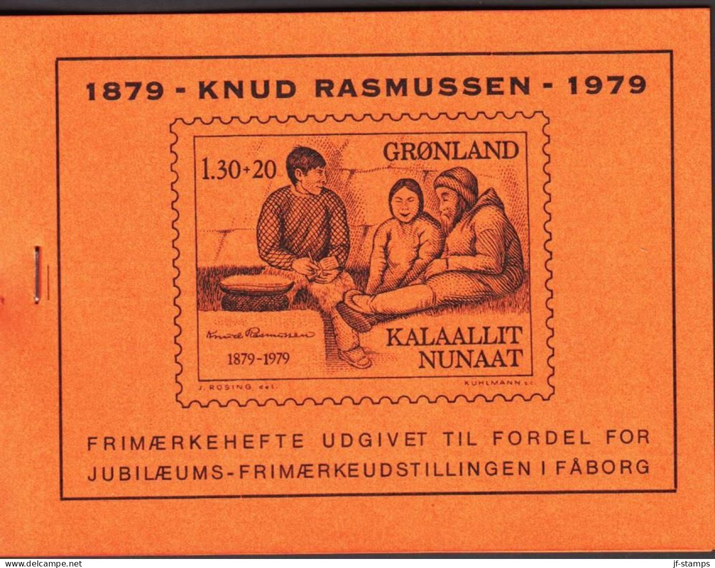 1979. GRØNLAND.  Knud Rasmussen 130+20 Øre Red 4-Block. Private Stamp Booklet Produced By A S... (Michel 116) - JF545582 - Unused Stamps