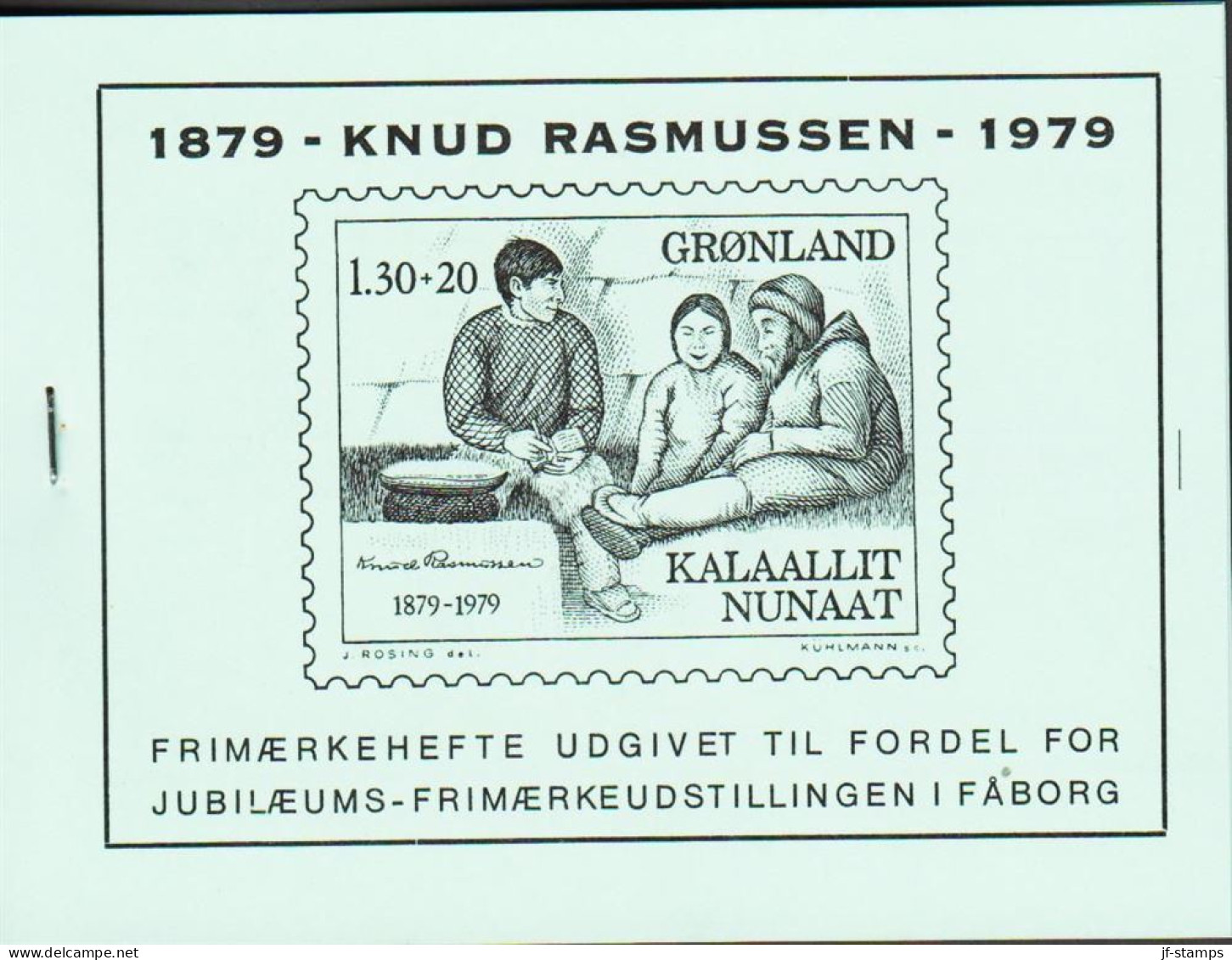 1979. GRØNLAND.  Knud Rasmussen 130+20 Øre Red 4-Block. Private Stamp Booklet Produced By A S... (Michel 116) - JF545583 - Unused Stamps