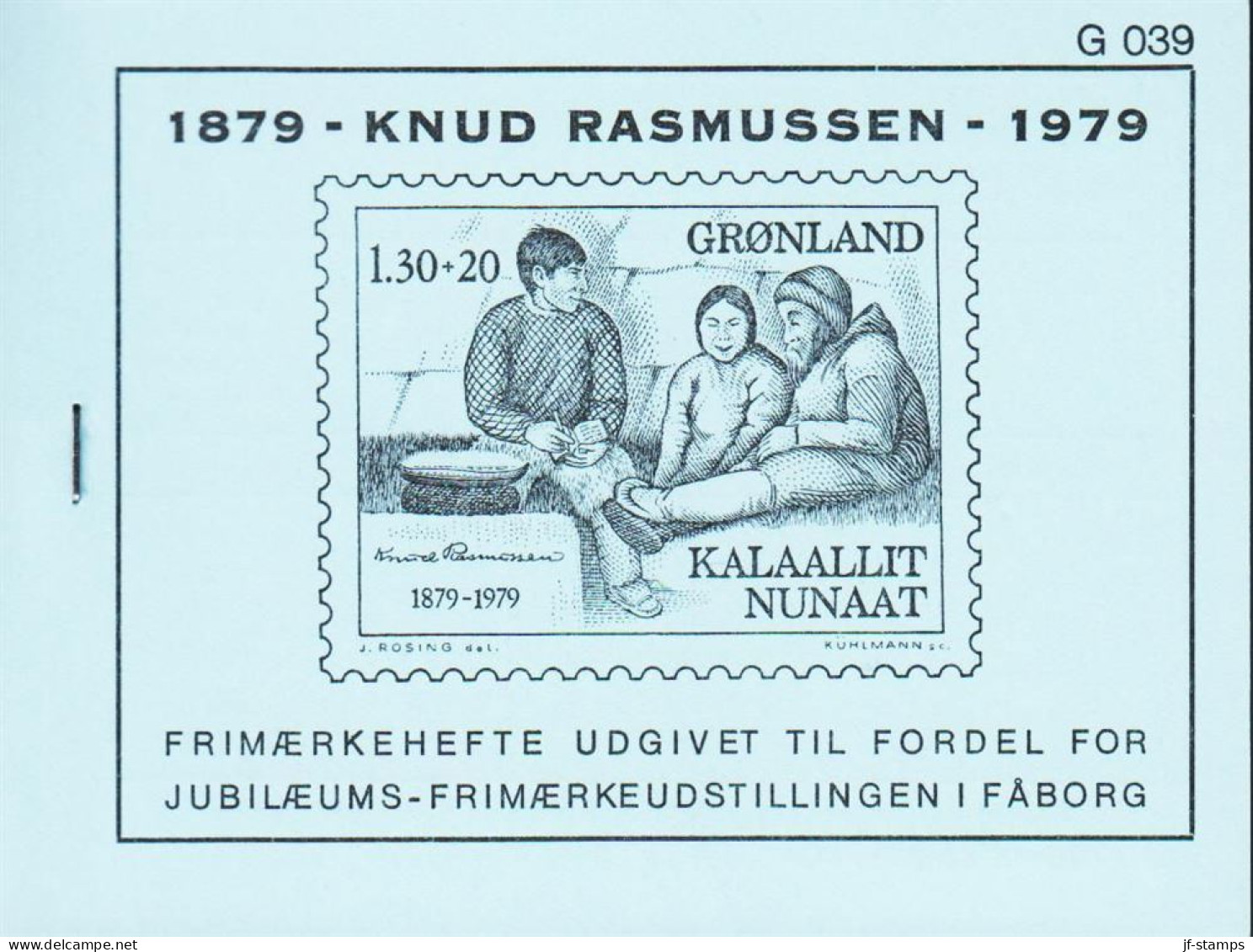 1979. GRØNLAND.  Knud Rasmussen 130+20 Øre Red Upper Margin 4-Block With Number G 039. Privat... (Michel 116) - JF545584 - Unused Stamps