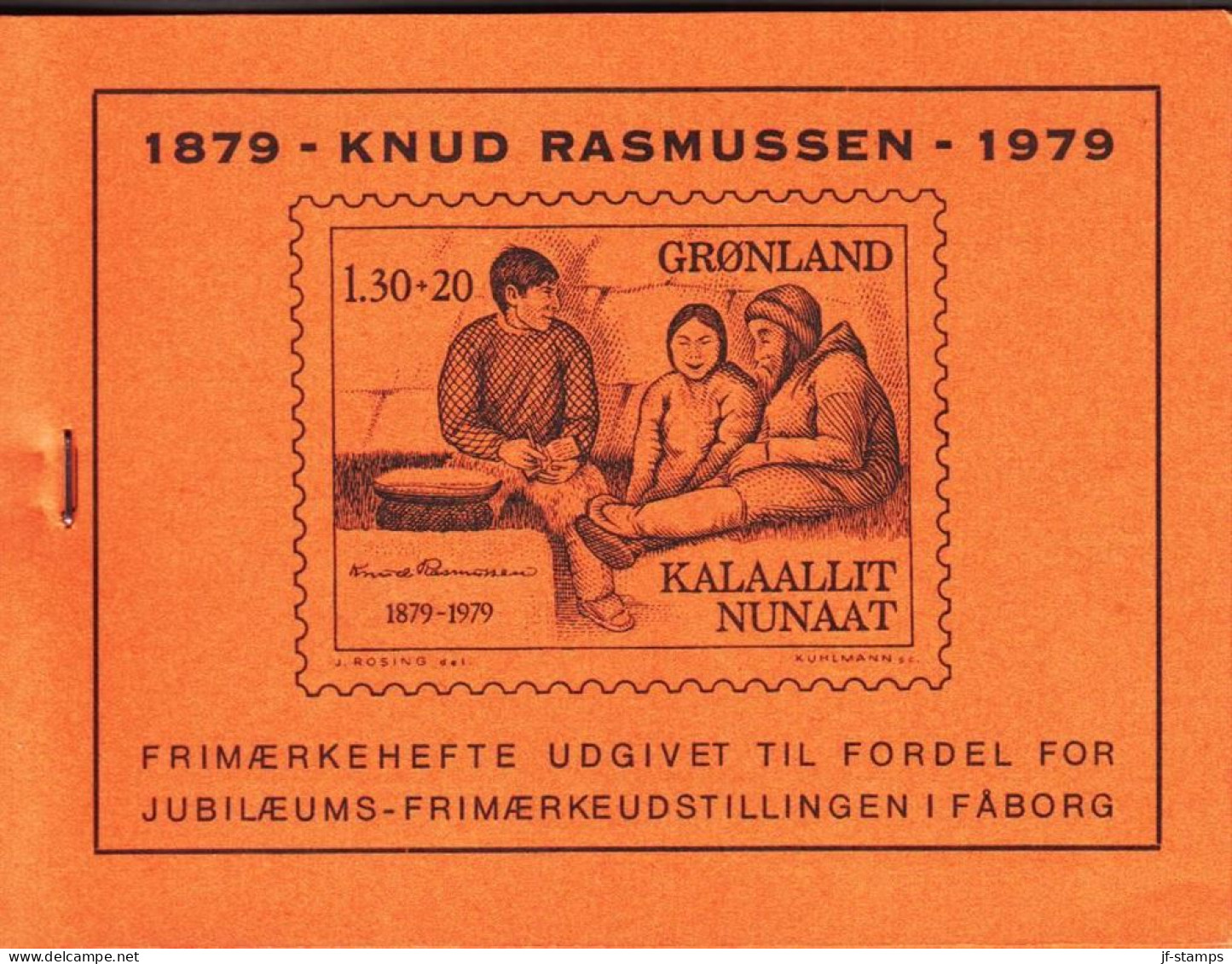 1979. GRØNLAND.  Knud Rasmussen 130+20 Øre Red 4-Block. Private Stamp Booklet Produced By A S... (Michel 116) - JF545586 - Neufs