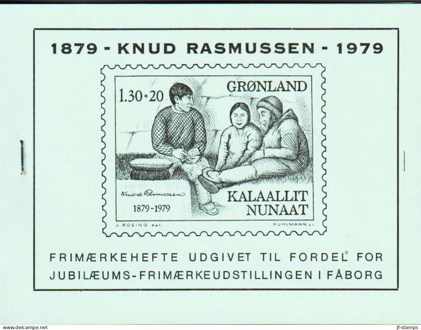 1979. GRØNLAND.  Knud Rasmussen 130+20 Øre Red 4-Block. Private Stamp Booklet Produced By A S... (Michel 116) - JF545587 - Neufs