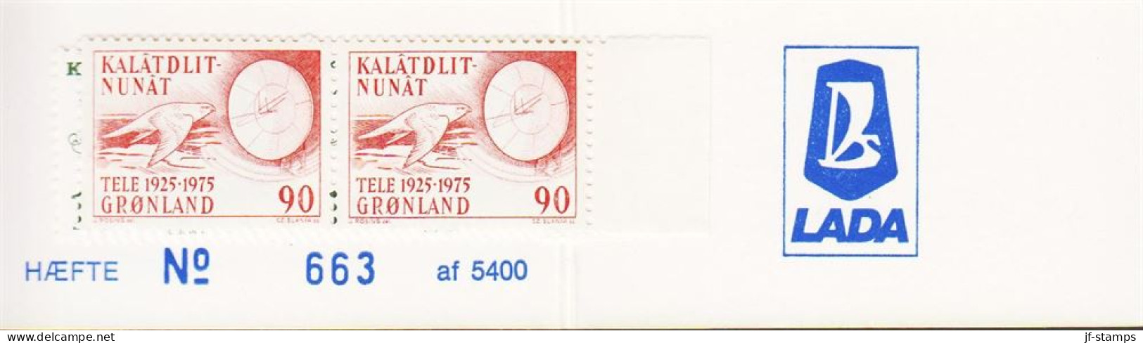 1977. GRØNLAND. TELE 90 Øre Falcon In Pair Together With 10 Øre Margrethe In Pair. DANSK ... (Michel 94 + 84) - JF545589 - Ongebruikt