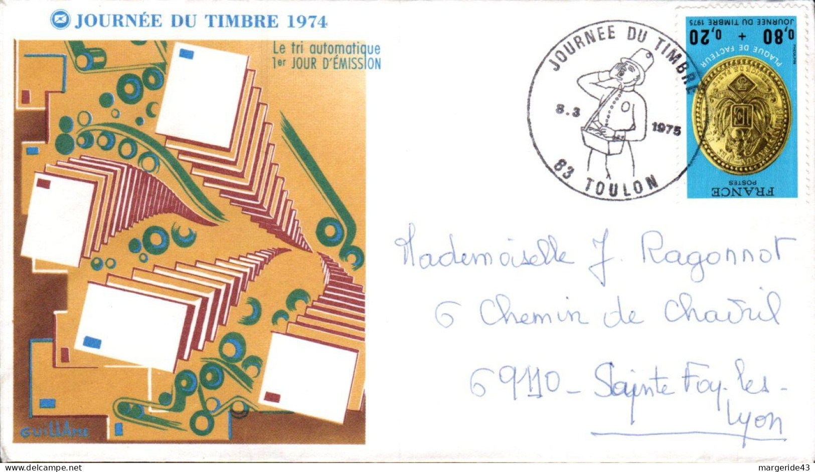 LETTRE FDC 1976 JOURNEE DU TIMBRE à TOULON - 1980-1989