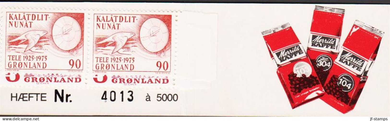 1977. GRØNLAND. TELE 90 Øre Falcon In Pair Together With 5 Øre Margrethe In 4stripe. DAN... (Michel 94 + 106) - JF545605 - Unused Stamps