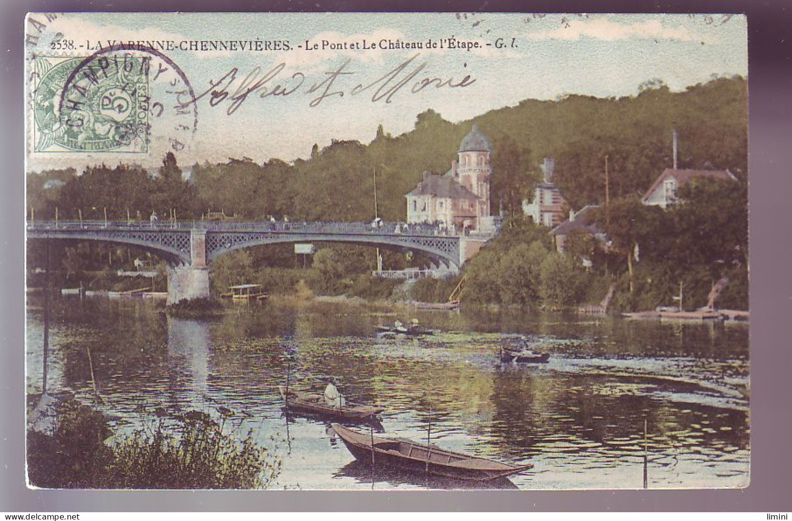 94 - CHENNEVIERES-LA VARENNE - LE PONT ET LE CHATEAU DE L'ETAPE - COLORISEE - ANIMEE -  - Chennevieres Sur Marne