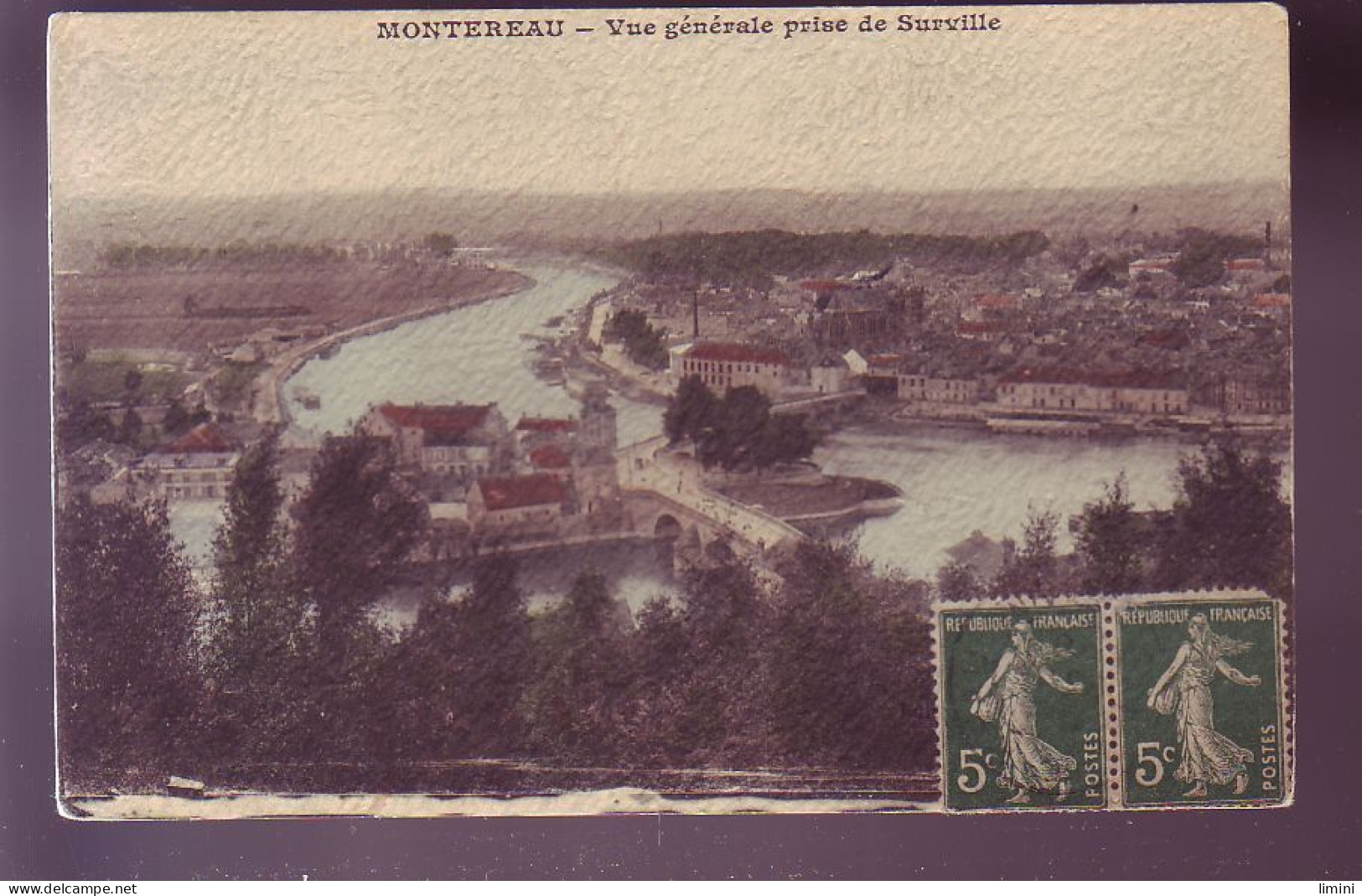 77 - MONTEREAU - VUE GENERALE PRISE DE SURVILLE - COLORISEE -  - Montereau