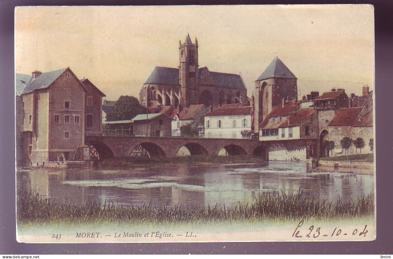 77 - MORET - LE MOULIN ET L'EGLISE - COLORISEE -  - Moret Sur Loing