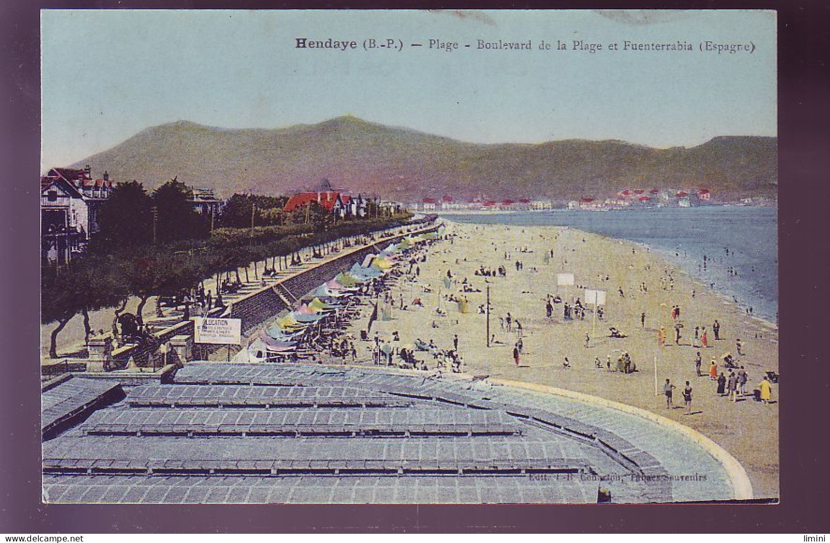 64 - HENDAYE - PLAGE, BOULEVARD DE LA PLAGE ET FUENTERRALBIA - COLORISEE - ANIMEE -  - Hendaye