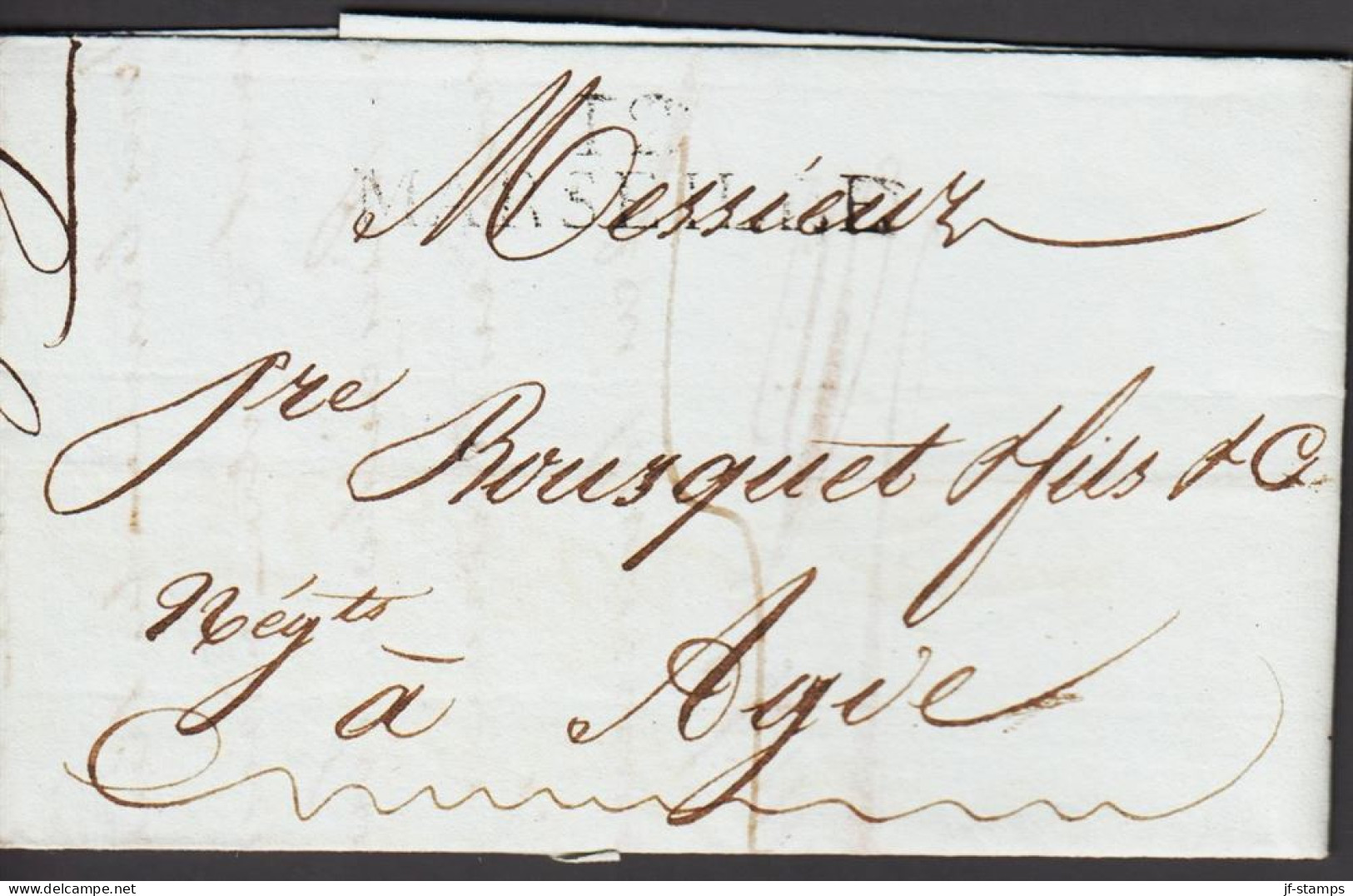 1813. FRANCE. Very Fine Small Old Cover Cancelled 12 MARSEILLE. Original Letter Included Dated Marseille F... - JF545636 - 1801-1848: Précurseurs XIX