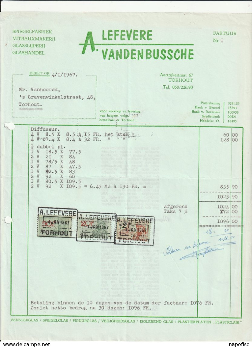 104-A.Lefevere-Vandenbussche...Spiegelfabriek, Vitrauxmakerij, Glassliperij....Torhout...Belgique-Belgie.....1967 - Food