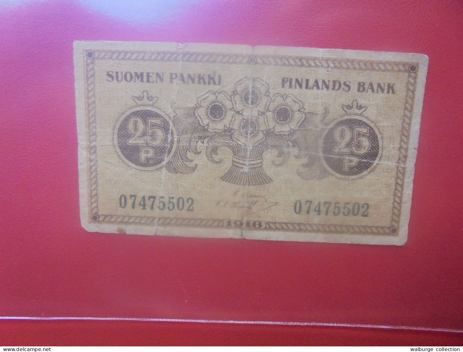 FINLANDE 25 PENNIA 1918 Circuler (B.33) - Finlandia