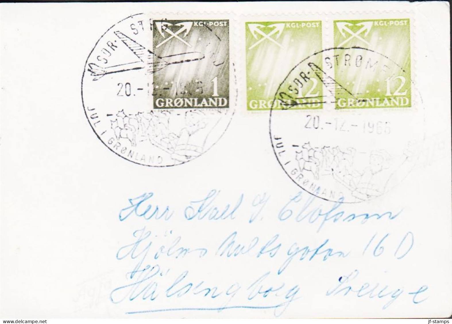 1966. GRØNLAND. 1 ØRE + Pair 12 ØRE Northern Light On Very Unusual Photo To Sverige Cancelled... (Michel 50+) - JF545656 - Covers & Documents