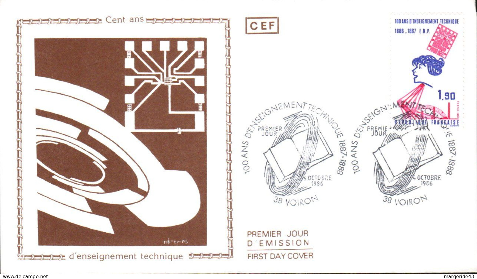 FDC 1986 100 ANS D'ENSEIGNEMENT TECHNIQUE - 1980-1989