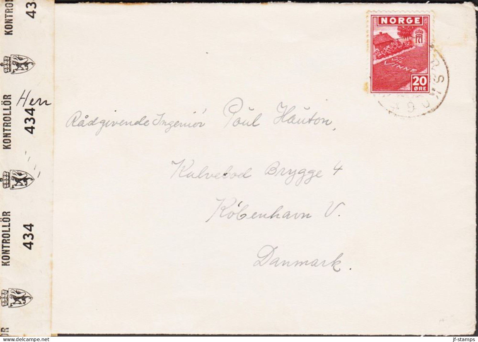 1945. NORGE. Very Interesting Original Letter Where Orlogskaptain Ernst W. Schramm Express Hi... (Michel 280) - JF545666 - Briefe U. Dokumente