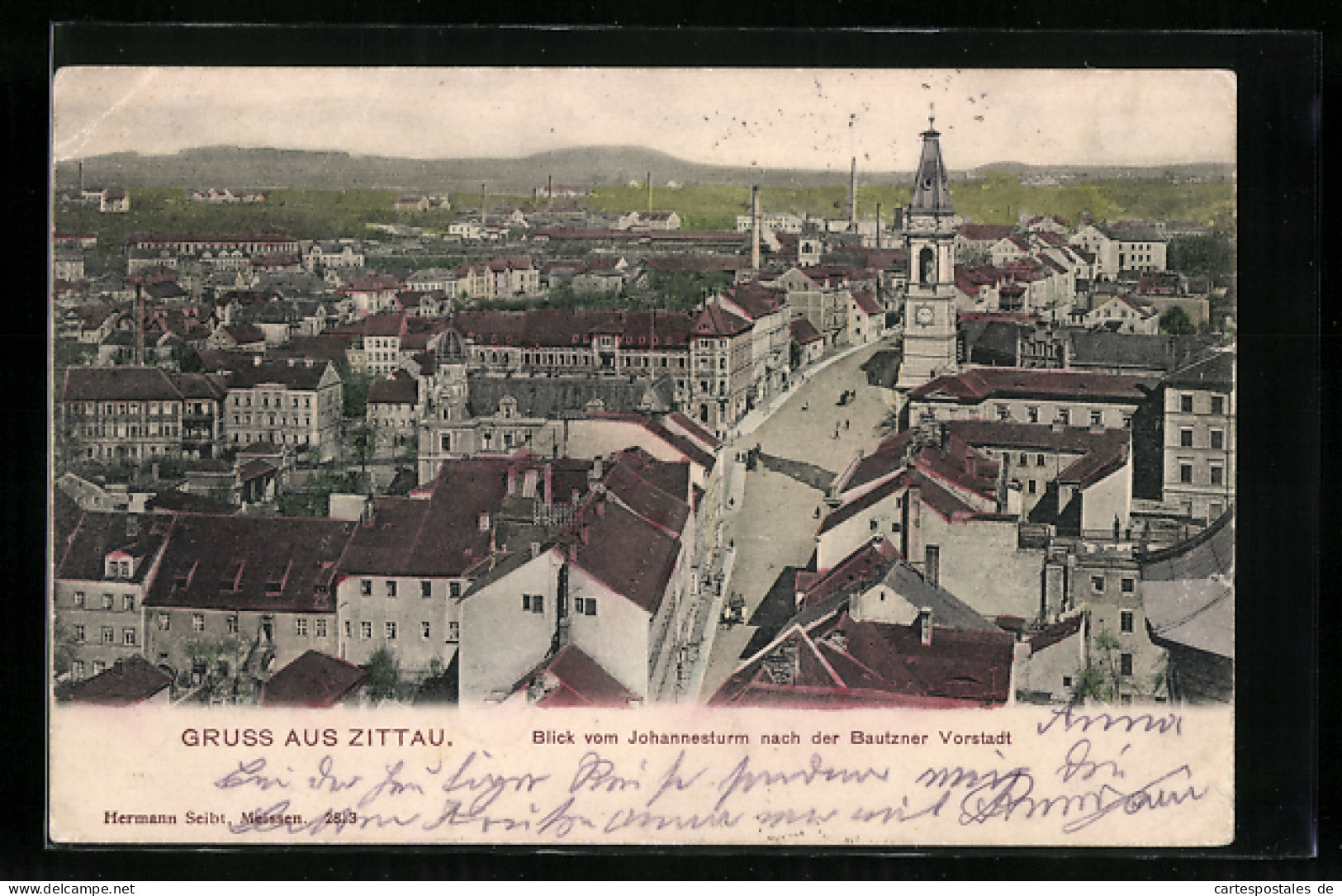 AK Zittau, Blick Vom Johannesturm Nach Der Bautzner Vorstadt  - Zittau