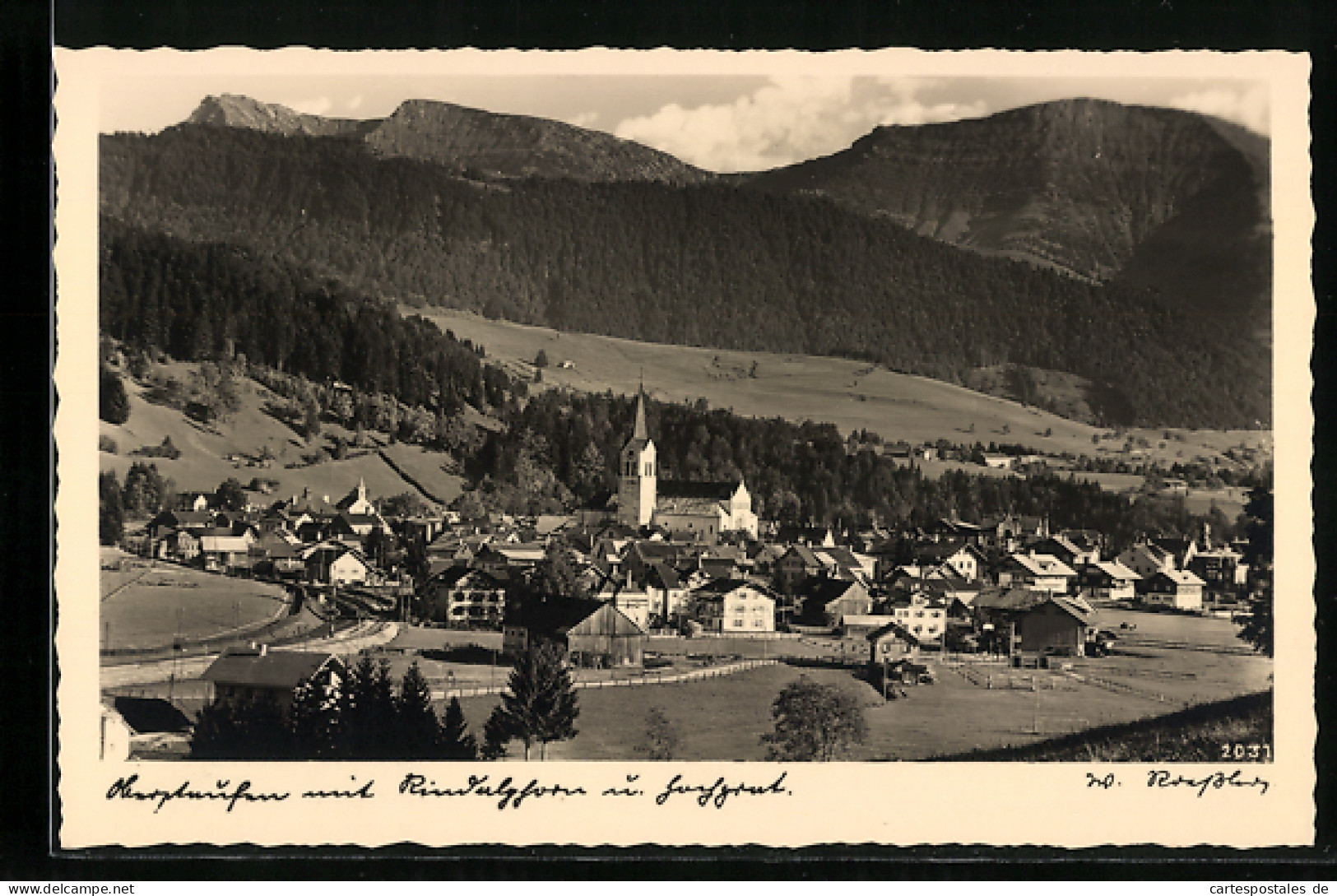 AK Oberstaufen, Ortsansicht Mit Rindalphorn Und Hochgrat  - Oberstaufen