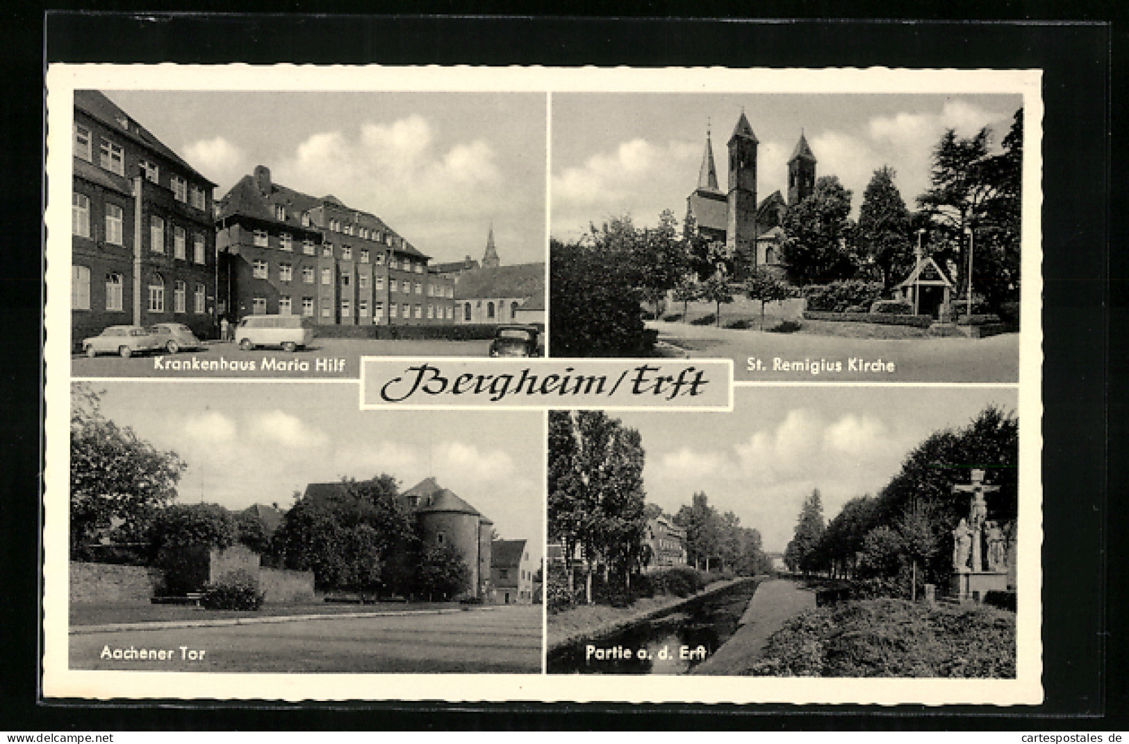AK Bergheim /Erft, Krankenhaus Maria Hilf, St. Remigius Kirche, Aachener Tor, Partie An Der Erft  - Bergheim