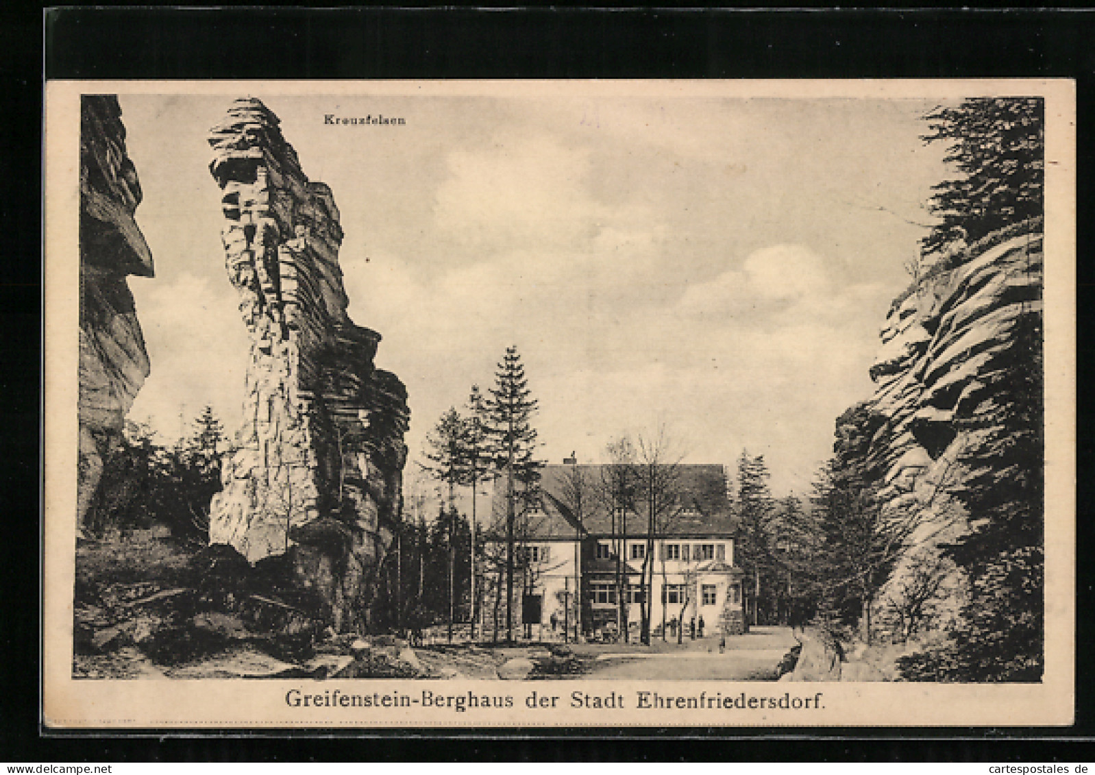 AK Ehrenfriedersdorf, Greifenstein-Berghaus Mit Kreuzfelsen  - Ehrenfriedersdorf