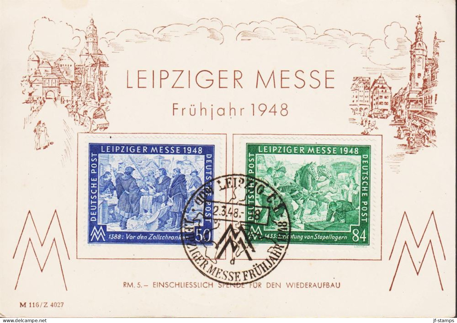 1948. DEUTSCHE POST. LEIPZIGER MESSE Complete Set On Small Card Cancelled With Special Ca... (Michel 967-968) - JF545700 - Sonstige & Ohne Zuordnung