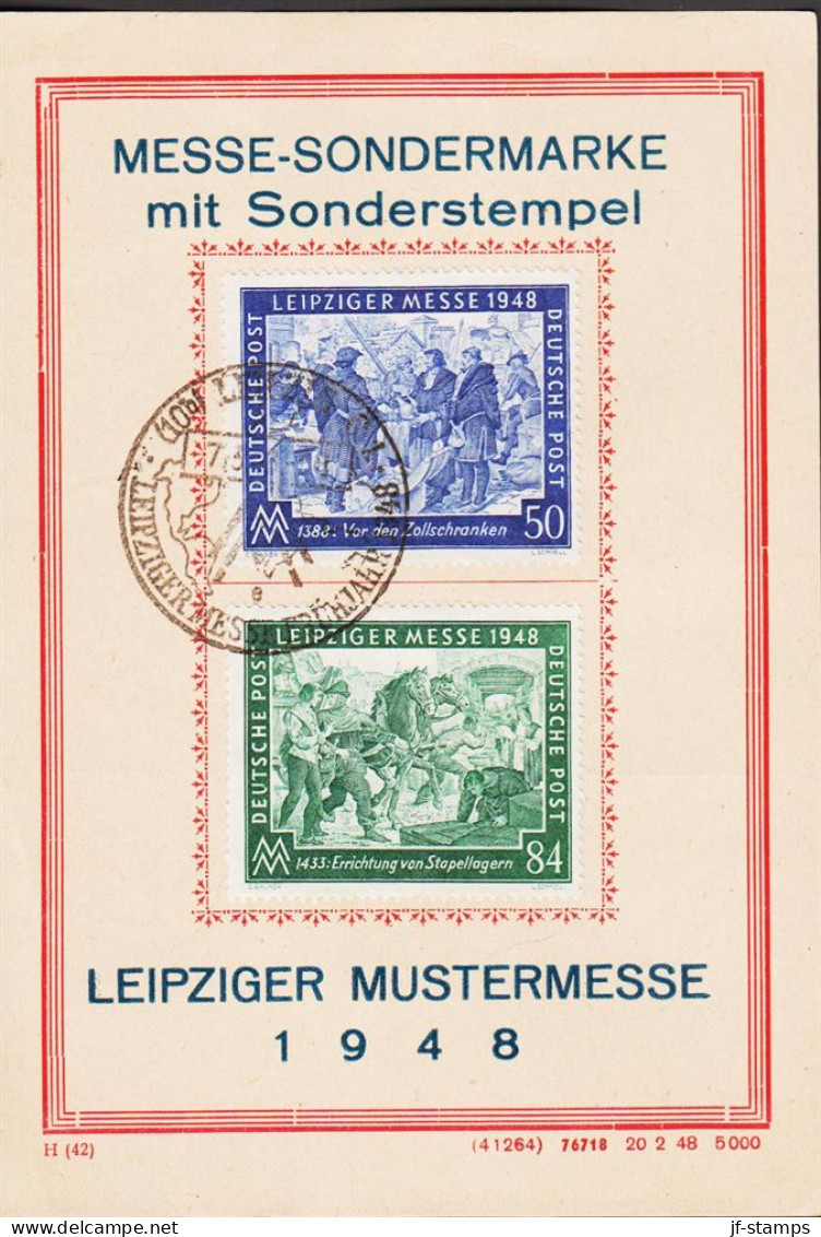 1948. DEUTSCHE POST. LEIPZIGER MESSE Complete Set On Small Card Cancelled With Special Ca... (Michel 967-968) - JF545701 - Other & Unclassified