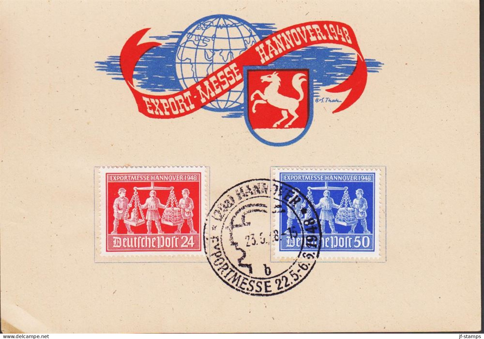 1948. DEUTSCHE POST. EXPORTMESSE HANNOVER 1948. Complete Set HANNOVER 23.5.48. Fine Card.... (Michel 969-970) - JF545702 - Other & Unclassified