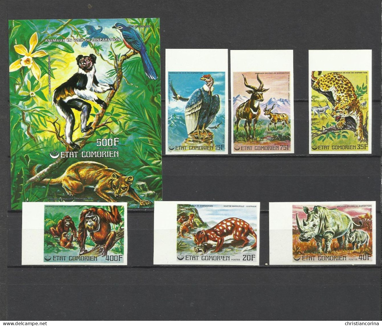 COMORES 1976 ENDANGERED ANIMALS IMPERFORATED - Comoros