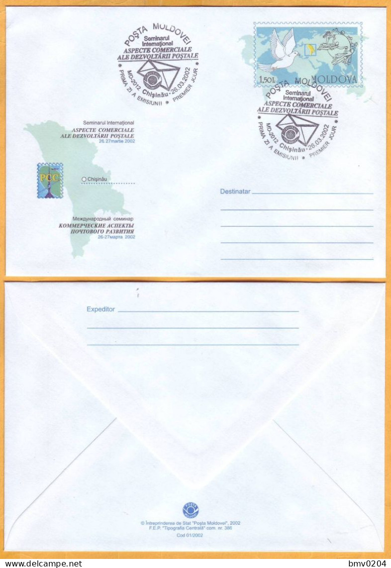 2002. Moldova Moldavie Moldau. FDC  Seminar  Regional Aspects Of Postal Development. RCC. Satellite. - Moldova