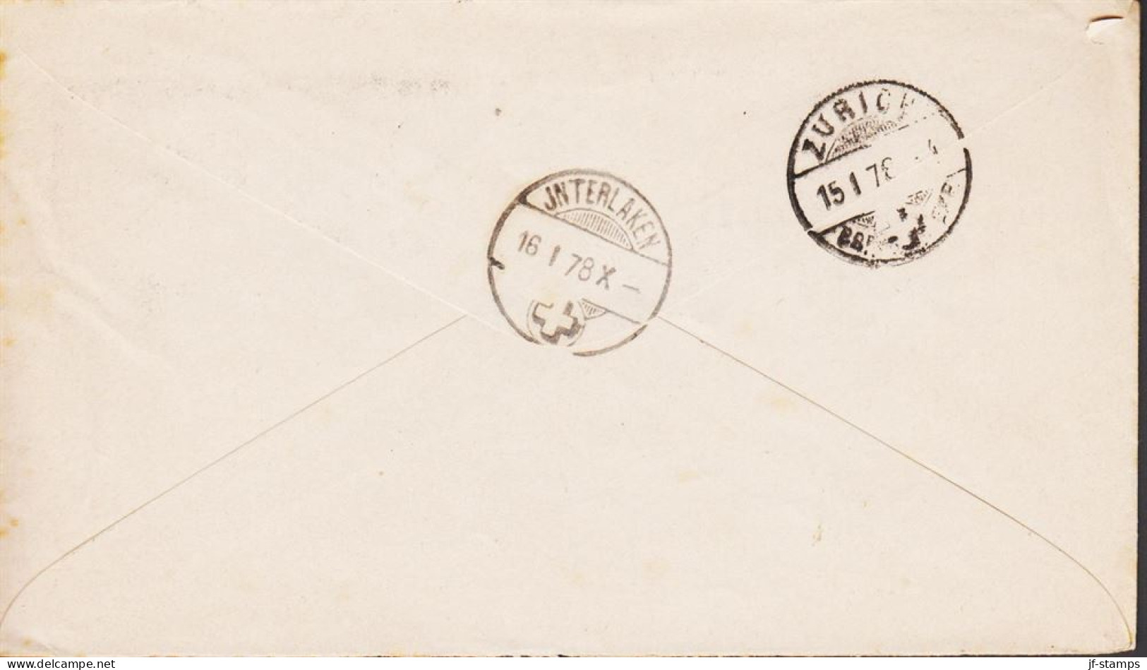 1878. SCHWEIZ. Sitzende Helvetia. 10 C. On 10 C Envelope Cancelled FLUNTERN 15 1 78 And Reverse ZURICH 15 ... - JF545715 - Brieven En Documenten