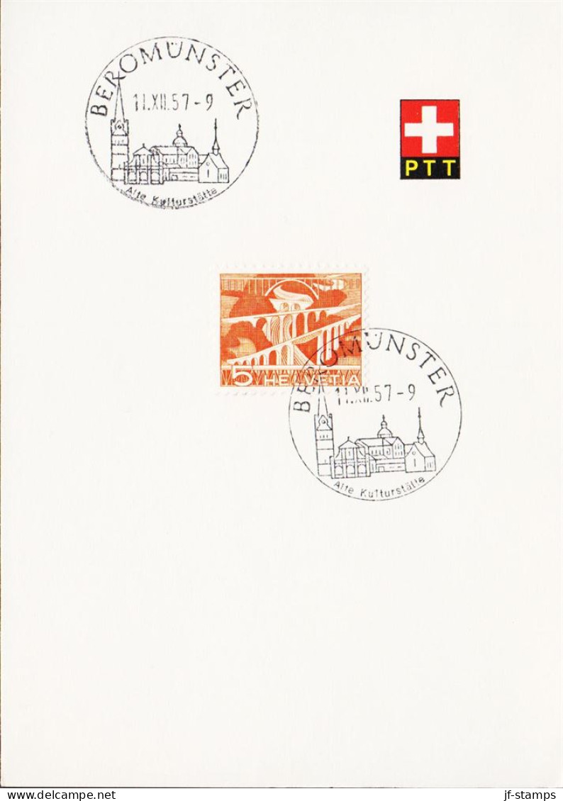 1957. SCHWEIZ. 5 C SITTERBRÜCKEN BEI ST. GALLEN On Official PPT Paper With Special Cancel BEROMÜNSTER 11. ... - JF545732 - Brieven En Documenten