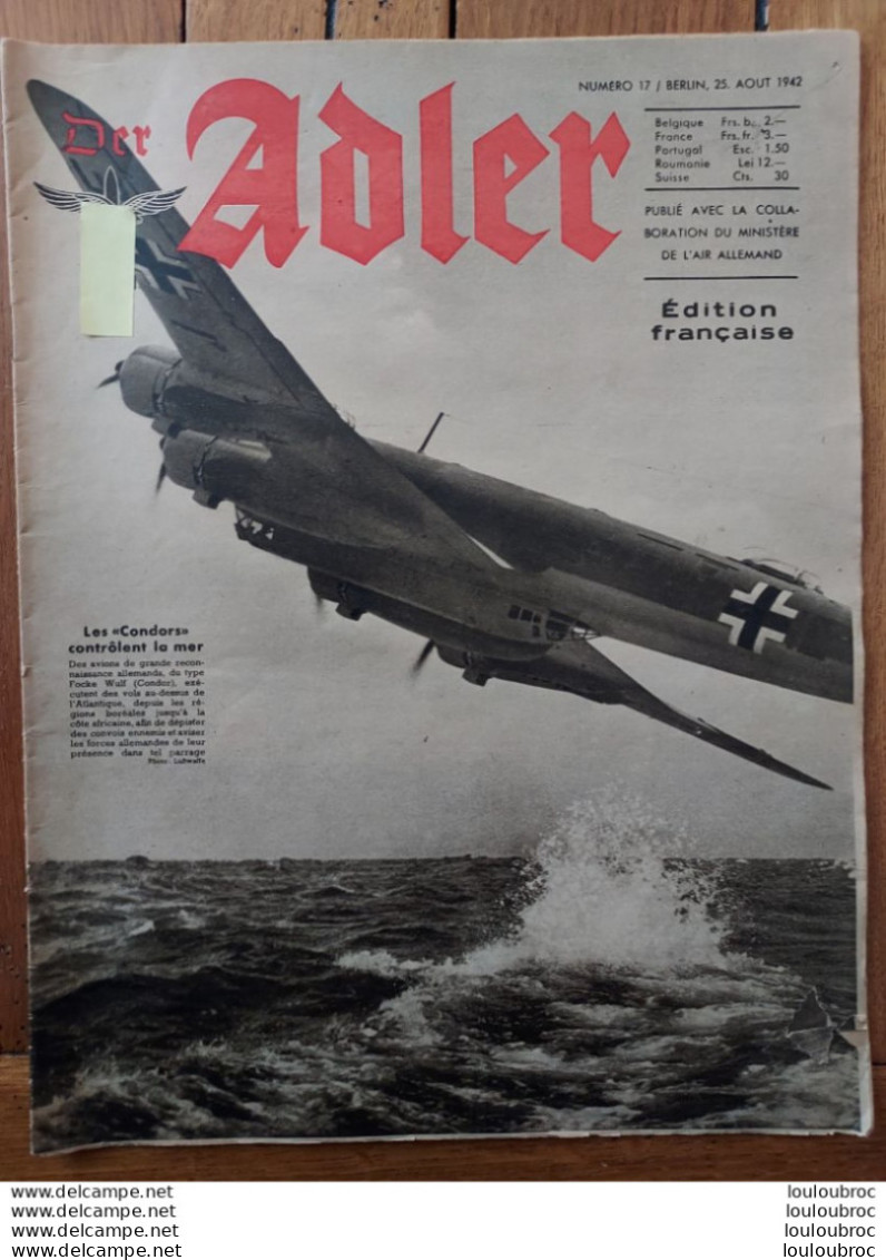 DER ADLER N°17 De 1942 édition Française 1942 - Weltkrieg 1939-45