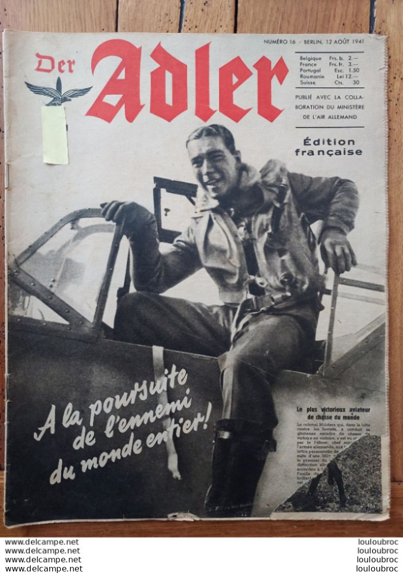 DER ADLER N°16 De 1941 édition Française 1941 - Guerre 1939-45