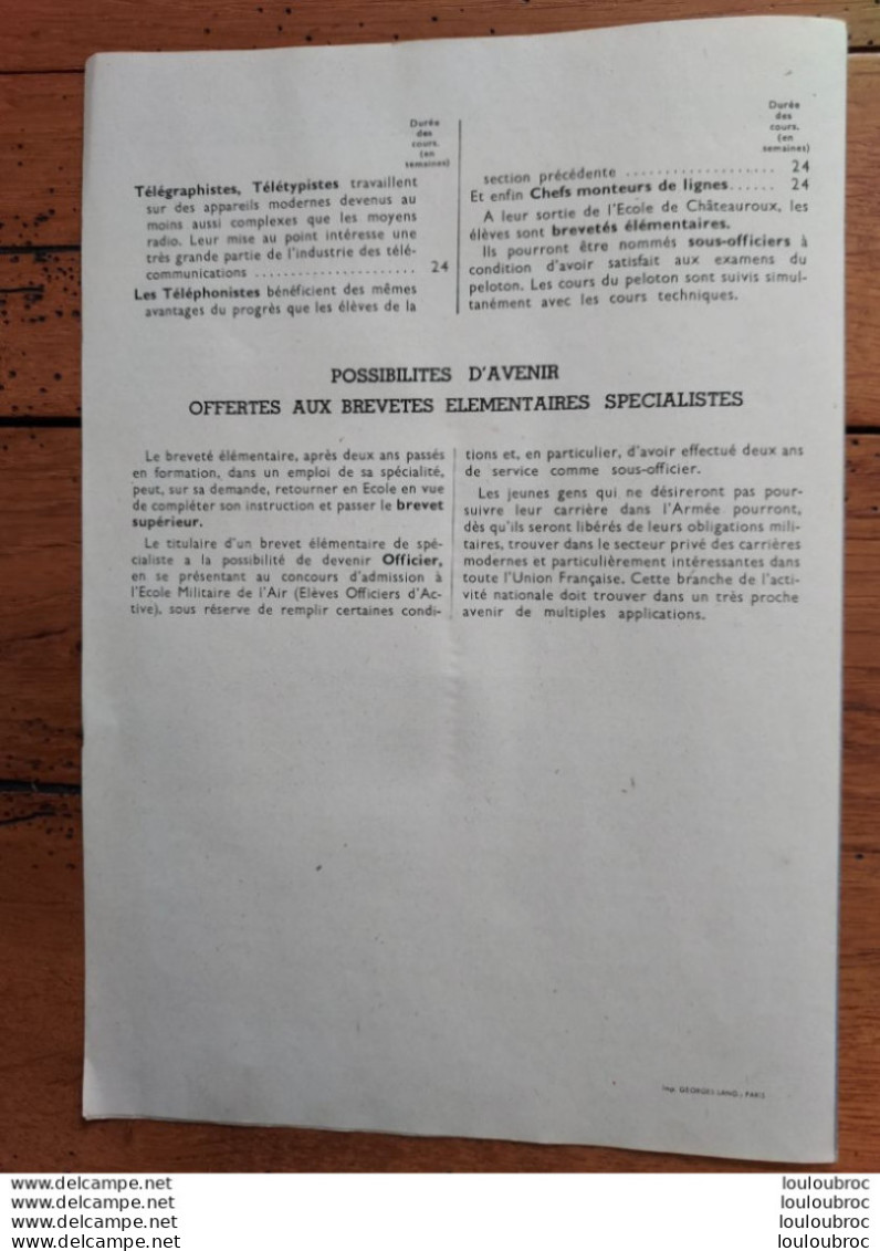 ECOLE DES TELEMECANICIENS DE CHATEAUROUX FEUILLETS DE 4 PAGES - Otros & Sin Clasificación