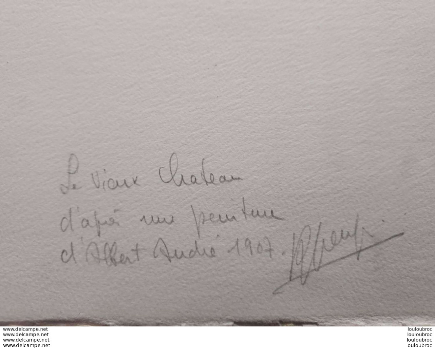DESSIN ORIGINAL LAUDUN GARD LE VIEUX CHATEAU D'APRES UNE PEINTURE D'ALBERT ANDRE  FORMAT 38 X 28 CM - Dibujos