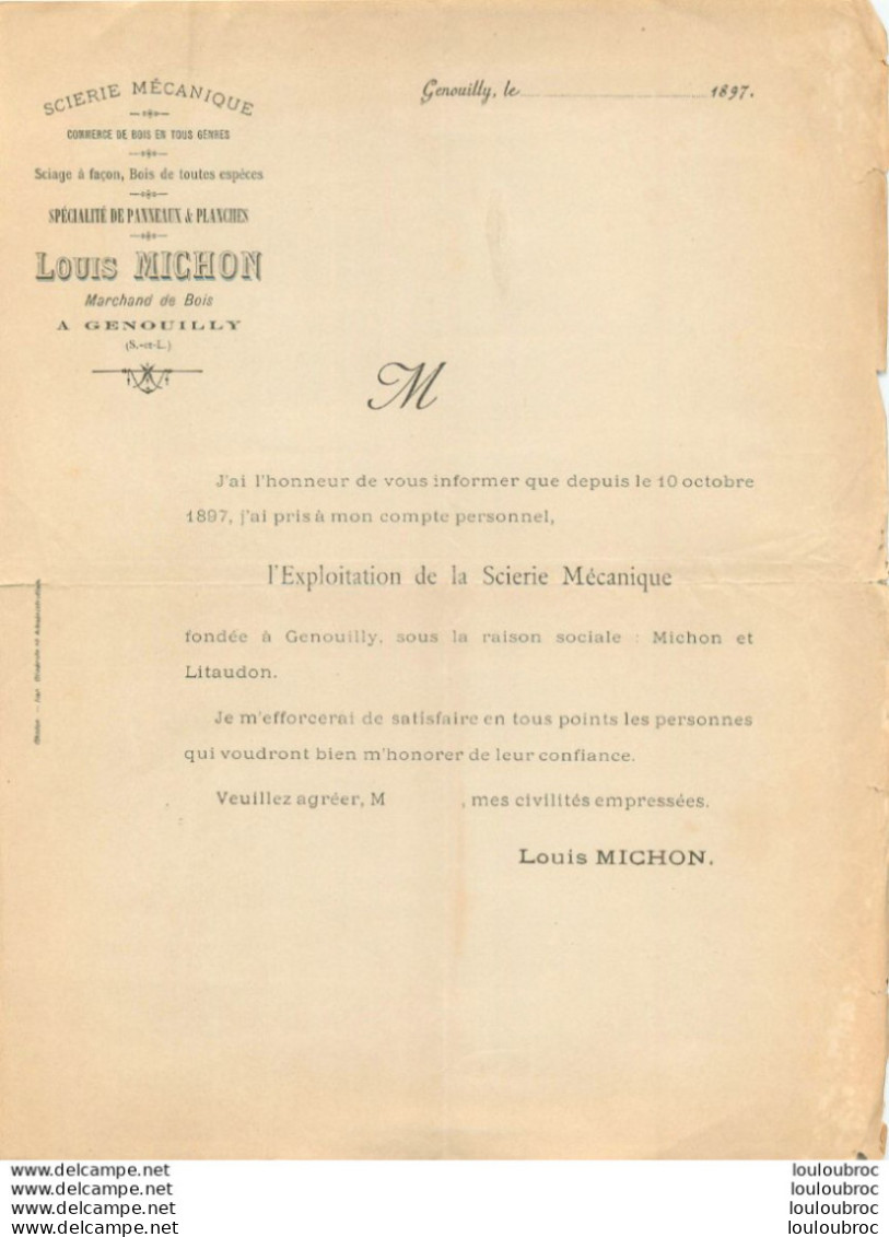 GENOUILLY 1897 LOUIS MICHON SCIERIE MECANIQUE - 1800 – 1899