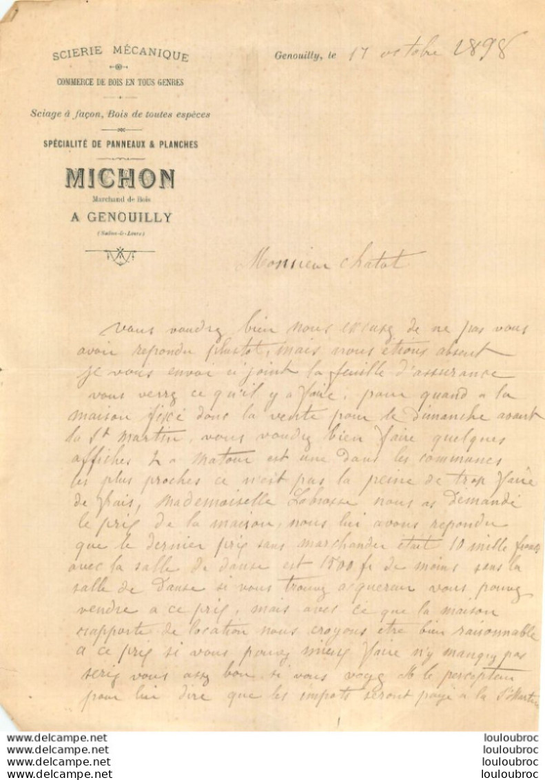 GENOUILLY 1898 LOUIS MICHON SCIERIE MECANIQUE - 1800 – 1899