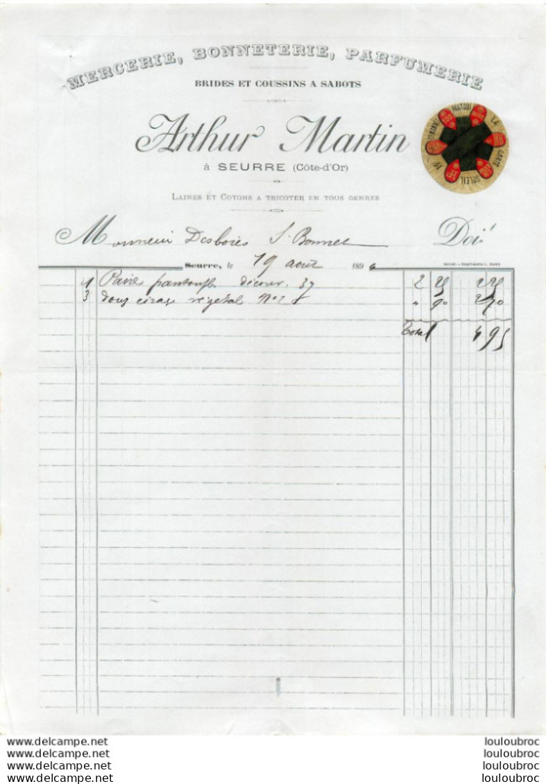 SEURRE 1894 ARTHUR MARTIN MERCERIE BONNETERIE PARFUMERIE - 1800 – 1899