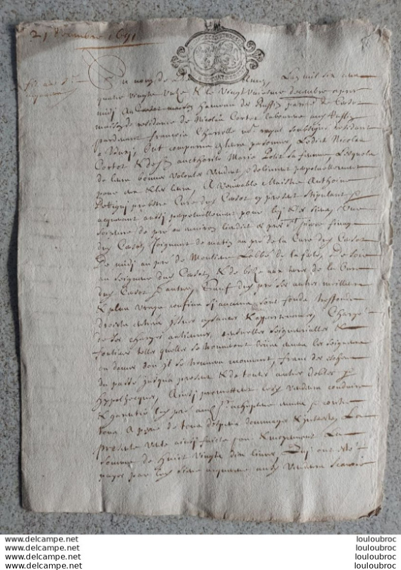 GENERALITE BOURGOGNE ET BRESSE 1691 - Seals Of Generality