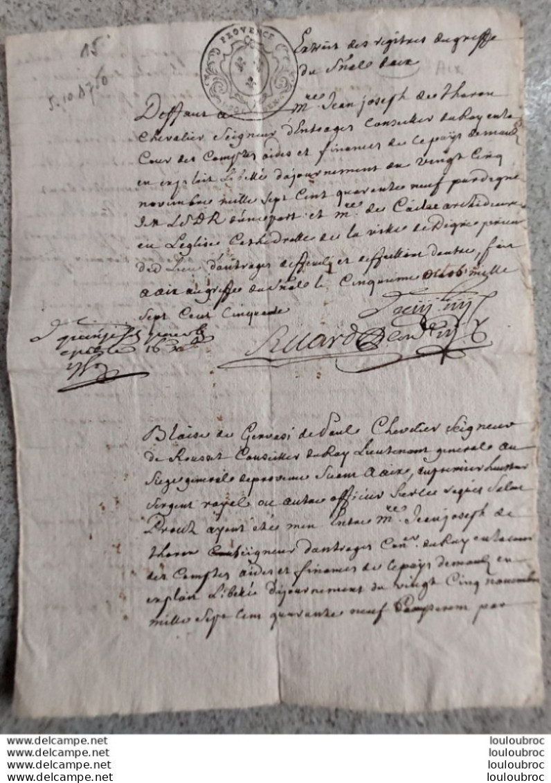GENERALITE PROVENCE 1750 - Algemene Zegels