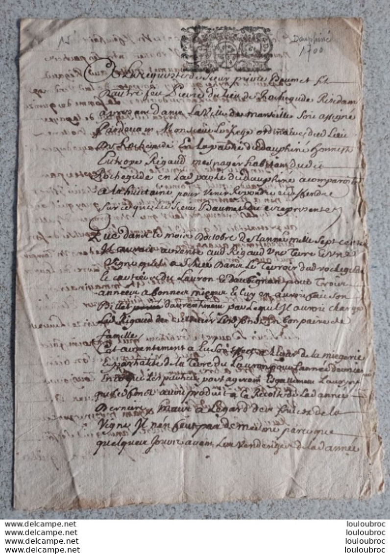 GENERALITE DAUPHINE 1700 - Cachets Généralité