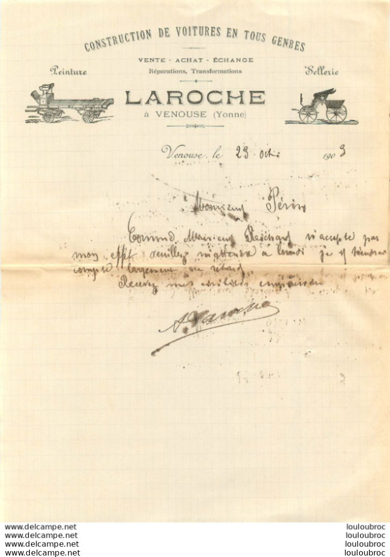 VENOUSE YONNE 1903 LAROCHE CONSTRUCTION DE VOITURES EN TOUS GENRES - 1900 – 1949