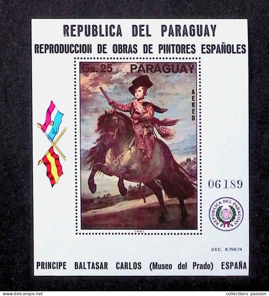 CL, Blocs-feuillets, Block, Republica Del Paraguay, Obras De Pintores Espanoles, Principe Baltasar Carlos, Velasquez - Paraguay