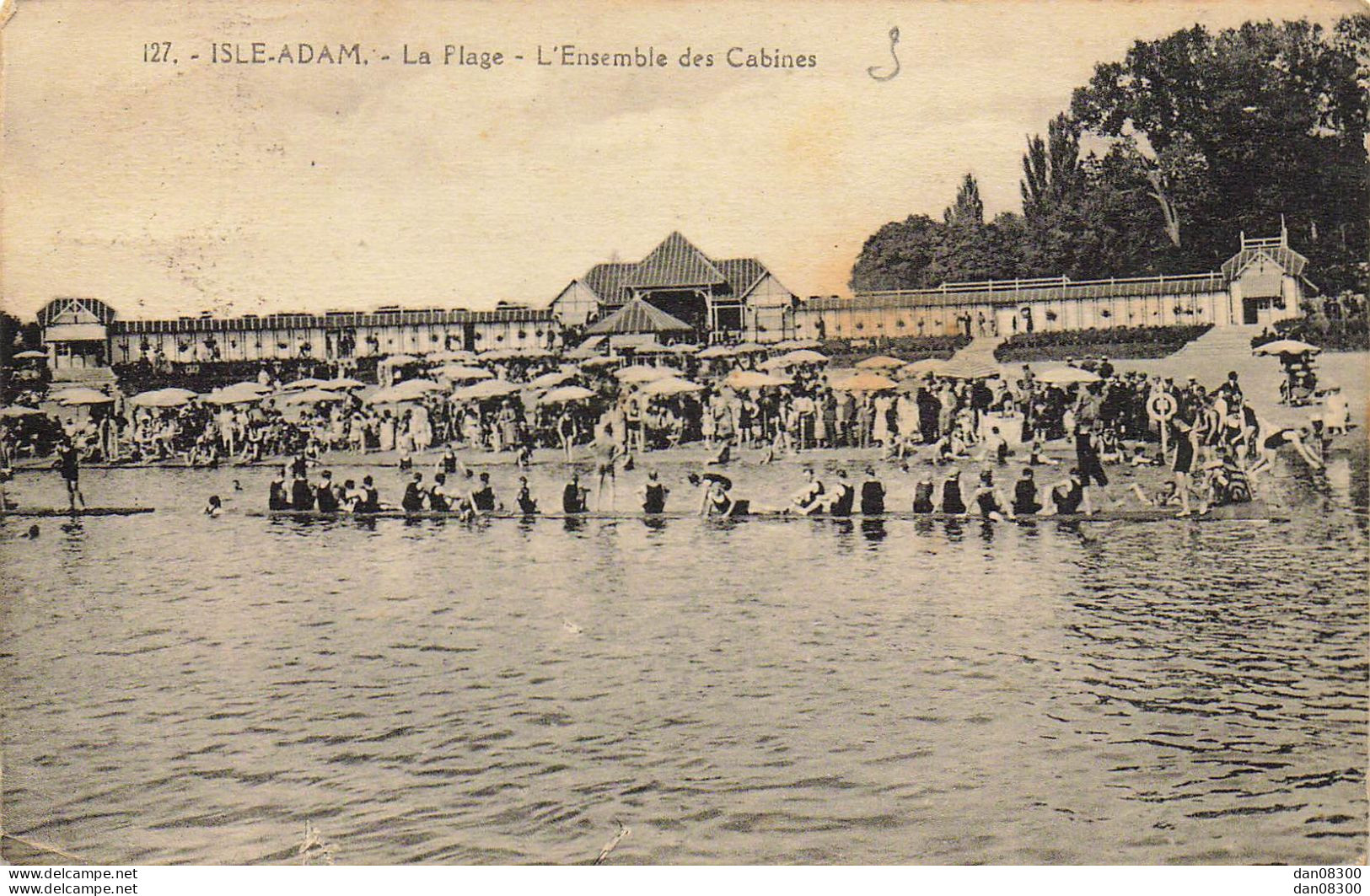 RARE  95 ISLE ADAM LA PLAGE L'ENSEMBLE DES CABINES - L'Isle Adam